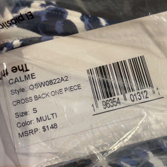 Johnny Was Calme Leopard Print Cross Back One Piece Swimsuit Blue & White Size S - Picture 8 of 8